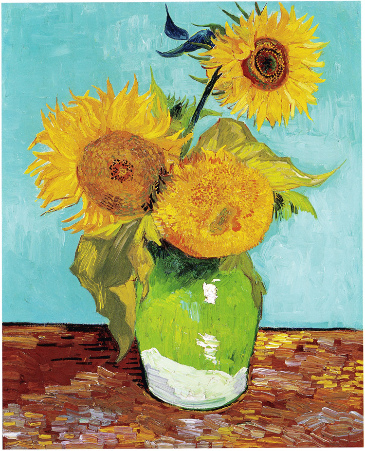 Three Sunflowers In A Vase Van Gogh Oil Painting